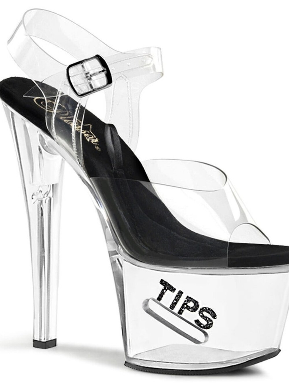 Pleaser Clear Platform Heels with Black Insole